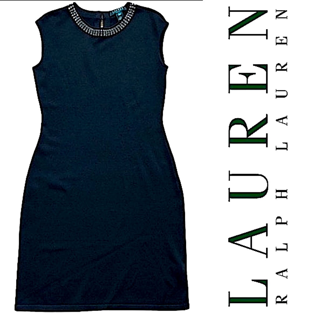 Lauren Ralph Lauren Formal Rhinestone Neckline Cocktail Dress